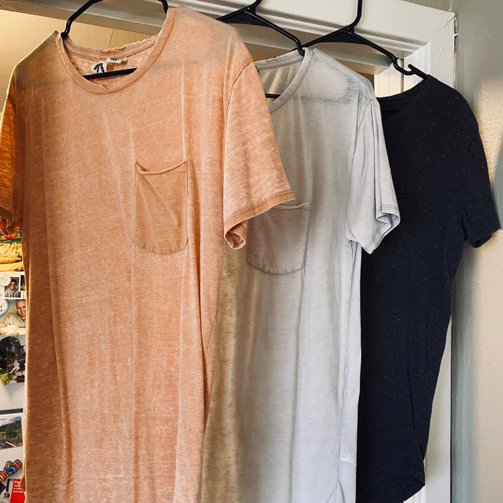 Urban Outfitters scooped neck curved hem tee x3